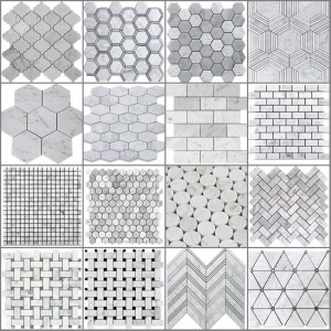 Placi de mozaic alb Carrara